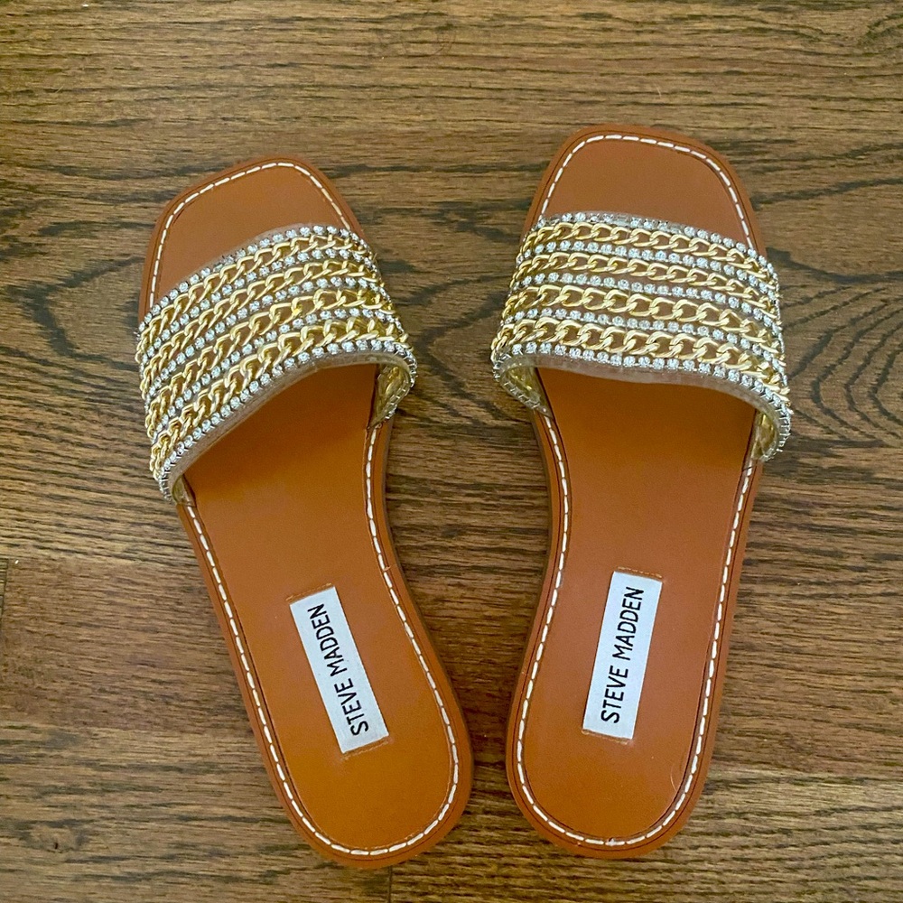 Steve Madden Shores Gold Women's Slide Sandals